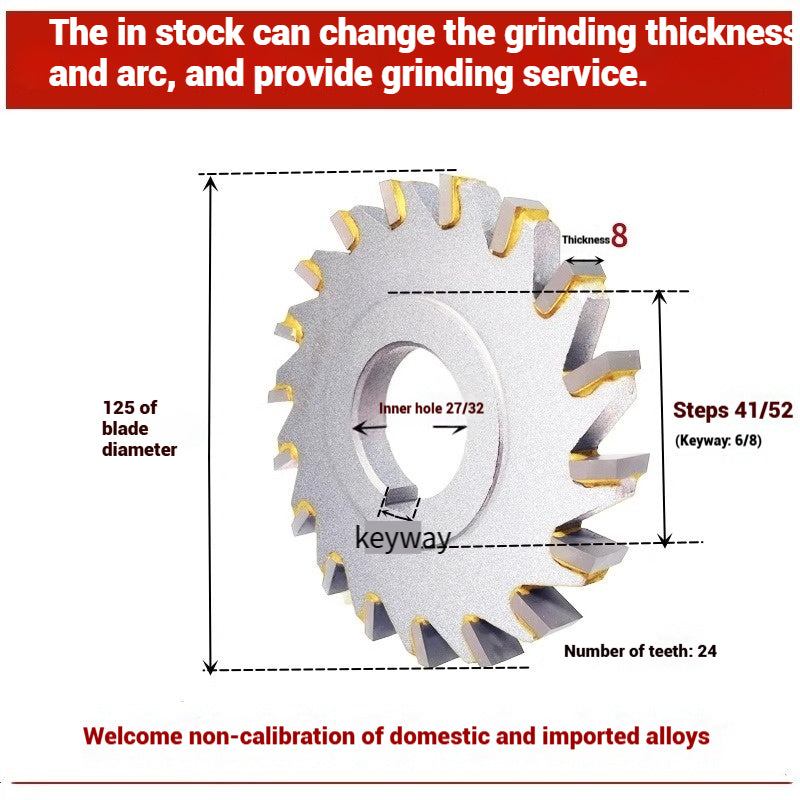 1057-Alloy three-face milling cutter can be customized tungsten steel 63 80 100 125 YW2 steel parts milling slot welding disk cutter Shandong Denso Pricision Tools Co.,Ltd.